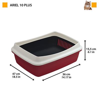 Show full view: Ferplast Ariel Plus Litter Box with Litter Guard, Red slide 2 of 7
