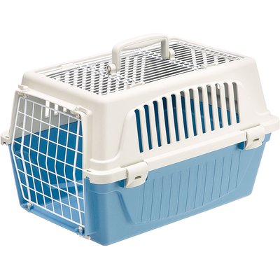 Ferplast Ferplast ATLAS Two Door Top Load Plastic Dog & Cat Carrier, Light Blue, 19-in
