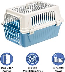 Ferplast ATLAS Two Door Top Load Plastic Dog & Cat Carrier, Light Blue, 19-in slide 2 of 5