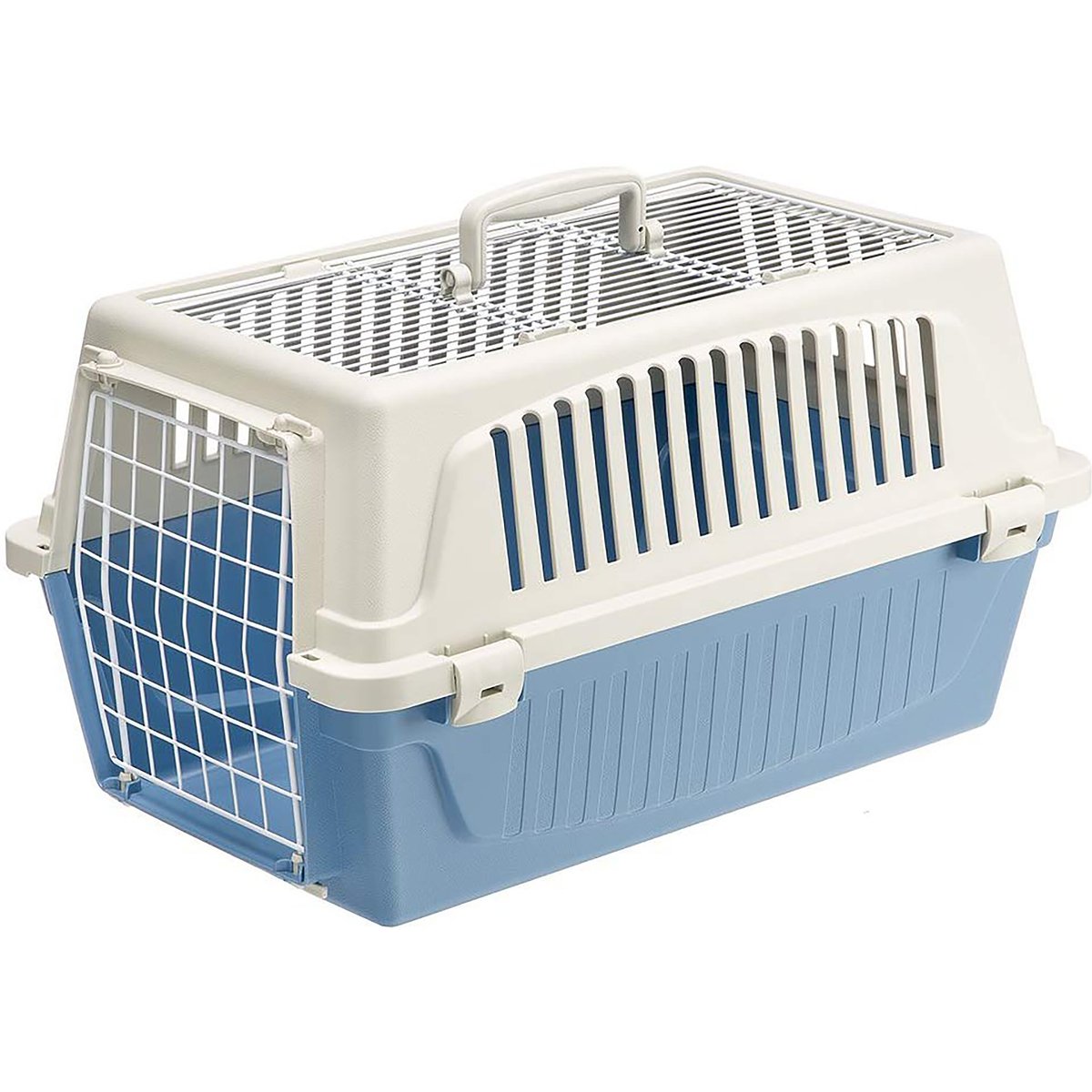 Ferplast ATLAS Two Door Top Load Plastic Dog & Cat Carrier, Light Blue, 22-in