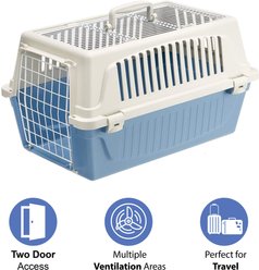 Ferplast ATLAS Two Door Top Load Plastic Dog & Cat Carrier, Light Blue, 22-in slide 2 of 5