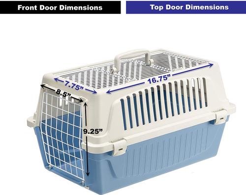 Show full view: Ferplast ATLAS Two Door Top Load Plastic Dog & Cat Carrier, Light Blue, 22-in slide 4 of 6