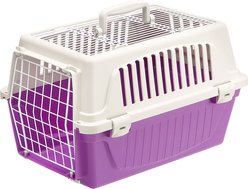 Ferplast ATLAS Two Door Top Load Plastic Dog & Cat Carrier, Purple, 19-in
