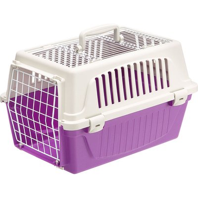 Ferplast Ferplast ATLAS Two Door Top Load Plastic Dog & Cat Carrier, Purple, 19-in