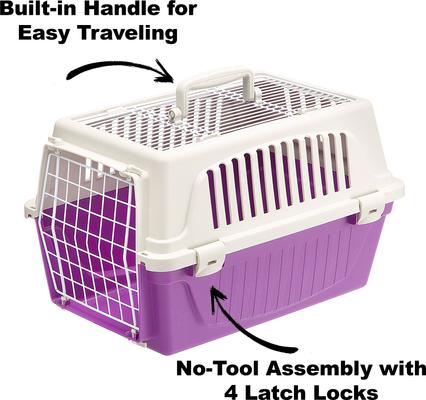 Show full view: Ferplast ATLAS Two Door Top Load Plastic Dog & Cat Carrier, Purple, 19-in slide 3 of 6