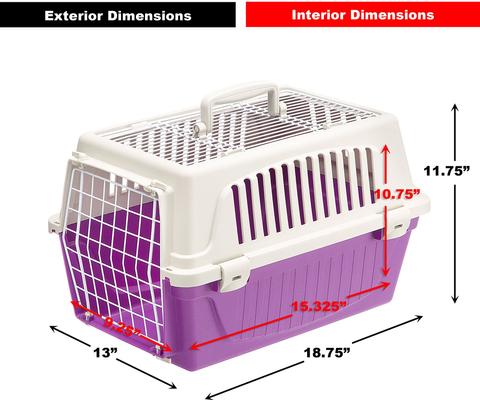 Show full view: Ferplast ATLAS Two Door Top Load Plastic Dog & Cat Carrier, Purple, 19-in slide 4 of 6