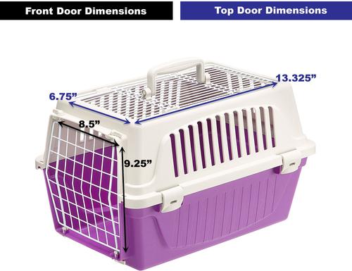 Show full view: Ferplast ATLAS Two Door Top Load Plastic Dog & Cat Carrier, Purple, 19-in slide 5 of 6