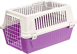 Ferplast ATLAS Two Door Top Load Plastic Dog & Cat Carrier, Purple, 22-in