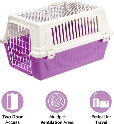 Show full view: Ferplast ATLAS Two Door Top Load Plastic Dog & Cat Carrier, Purple, 22-in slide 2 of 6