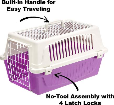 Show full view: Ferplast ATLAS Two Door Top Load Plastic Dog & Cat Carrier, Purple, 22-in slide 3 of 6