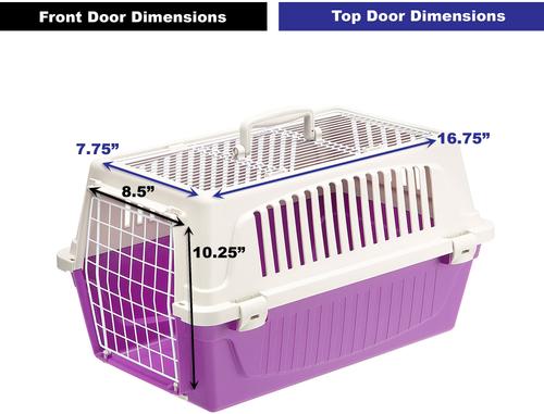 Show full view: Ferplast ATLAS Two Door Top Load Plastic Dog & Cat Carrier, Purple, 22-in slide 4 of 6