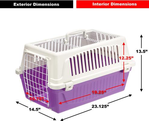 Show full view: Ferplast ATLAS Two Door Top Load Plastic Dog & Cat Carrier, Purple, 22-in slide 5 of 6
