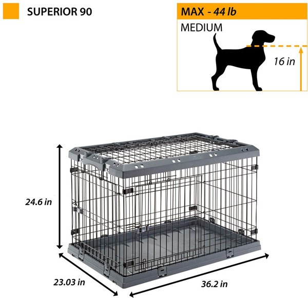 Show full view: Ferplast Superior Hybrid ECO Dog Crate & Playpen, Gray, 36-in slide 8 of 11