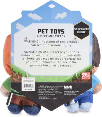 Show full view: Fetch For Pets Minecraft Steve & Alex Figure Plush Squeaky Dog Toy, Small, 2 count slide 3 of 5