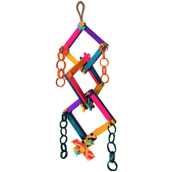 Planet Pleasures Zig Zag Rainbow Shredder Bird Toy, Small