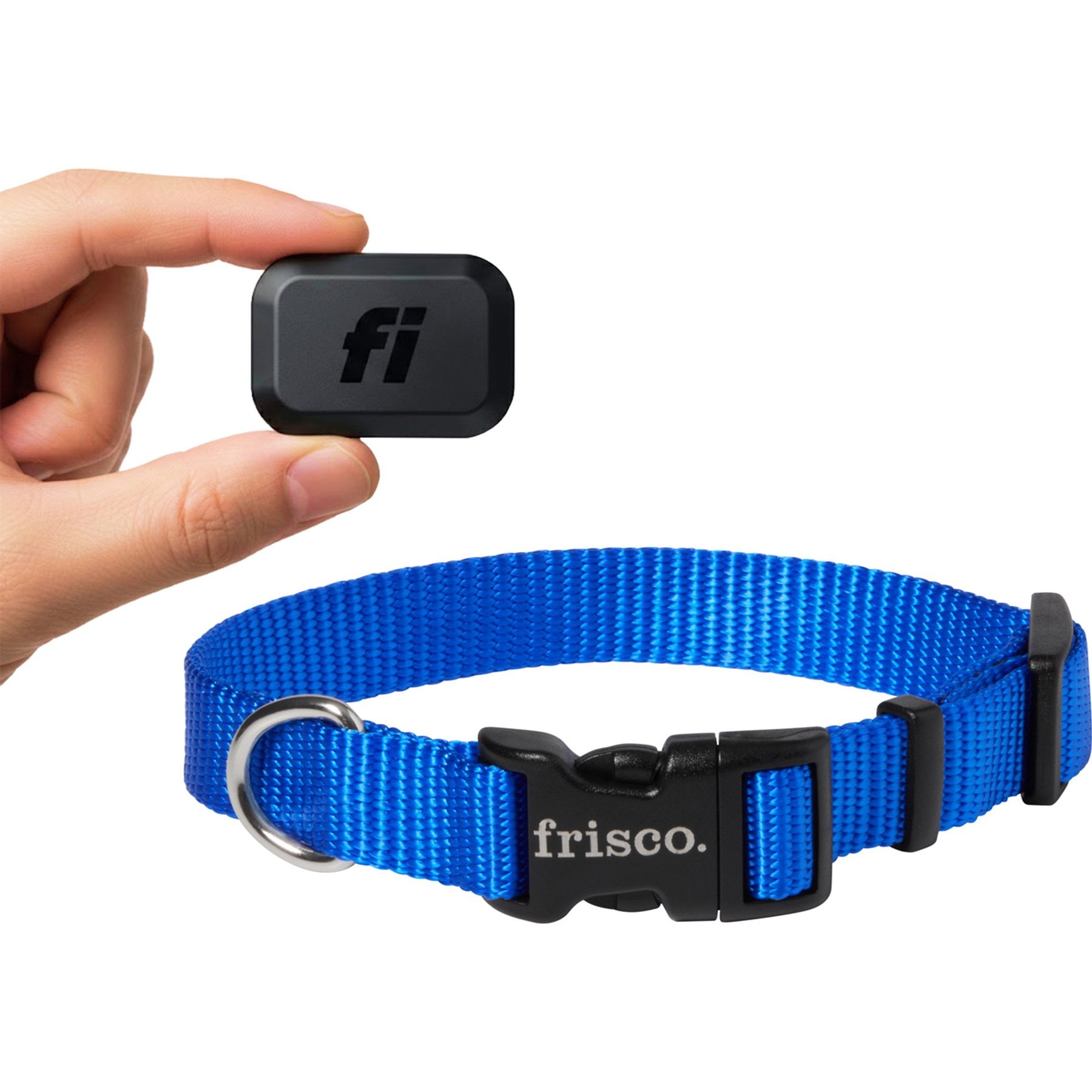 Fi Mini GPS & Health Tracker + Frisco Nylon Collar Bundle, Blue, XS