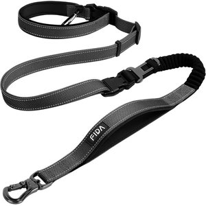 FIDA 6-IN-1 Feature Dog Leash, 6.5-ft long, 1-in wide, Black