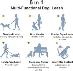 FIDA 6-IN-1 Feature Dog Leash, 6.5-ft long, 1-in wide, Black slide 2 of 7