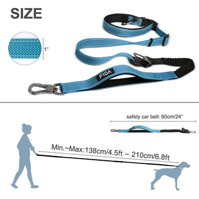 Show full view: FIDA 6-IN-1 Feature Dog Leash, 6.5-ft long, 1-in wide, Blue slide 5 of 8