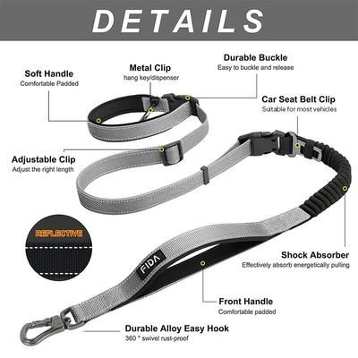 Show full view: FIDA 6-IN-1 Feature Dog Leash, 6.5-ft long, 1-in wide, Grey slide 3 of 9