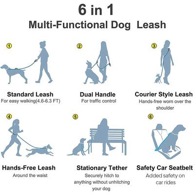 Show full view: FIDA 6-IN-1 Feature Dog Leash, 6.5-ft long, 1-in wide, Grey slide 7 of 9