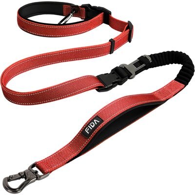 FIDA FIDA 6-IN-1 Feature Dog Leash, 6.5-ft long, 1-in wide, Red