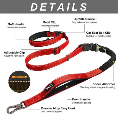 Show full view: FIDA 6-IN-1 Feature Dog Leash, 6.5-ft long, 1-in wide, Red slide 2 of 8
