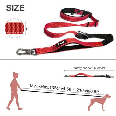 Show full view: FIDA 6-IN-1 Feature Dog Leash, 6.5-ft long, 1-in wide, Red slide 5 of 8