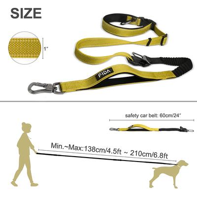 Show full view: FIDA 6-IN-1 Feature Dog Leash, 6.5-ft long, 1-in wide, Yellow slide 5 of 8