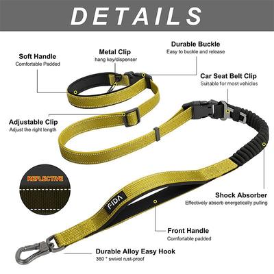 Show full view: FIDA 6-IN-1 Feature Dog Leash, 6.5-ft long, 1-in wide, Yellow slide 2 of 8