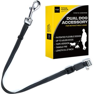 FIDA Double Leader Dog Leash, 2.5-ft long, 3/8-in wide, Black