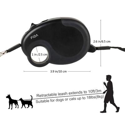 Show full view: FIDA FD6511A-3 Mini Retractable Dog Leash, X-Small: 10-ft long, 1/4-in wide, Black slide 3 of 5