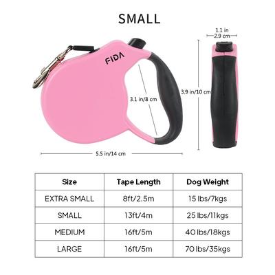 Show full view: FIDA FD92N Retractable Dog Leash, Pink, Small: 13-ft long slide 4 of 4