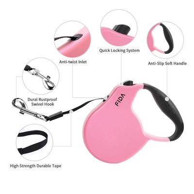 Show full view: FIDA FD92N Retractable Dog Leash, Pink, X-Small: 8-ft long slide 2 of 4