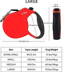 FIDA FD92N Retractable Dog Leash, Red, Large: 16-ft long slide 2 of 4