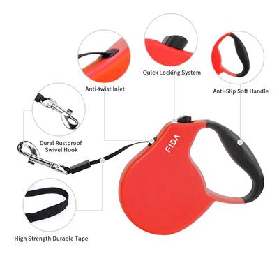 Show full view: FIDA FD92N Retractable Dog Leash, Red, Small: 13-ft long slide 2 of 4