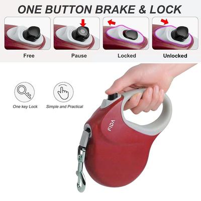 Show full view: FIDA FD9313A-8M Retractable Dog Leash, Large: 26-ft long, Red slide 4 of 7