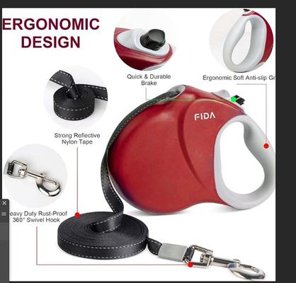 Show full view: FIDA FD9313A-8M Retractable Dog Leash, Large: 26-ft long, Red slide 2 of 7