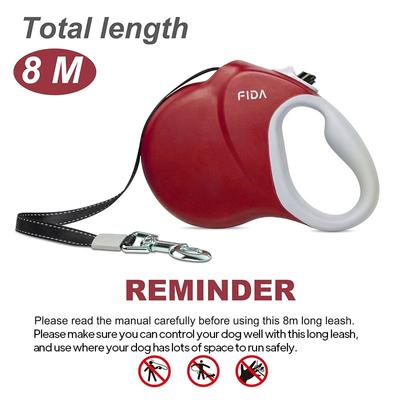 Show full view: FIDA FD9313A-8M Retractable Dog Leash, Large: 26-ft long, Red slide 3 of 7