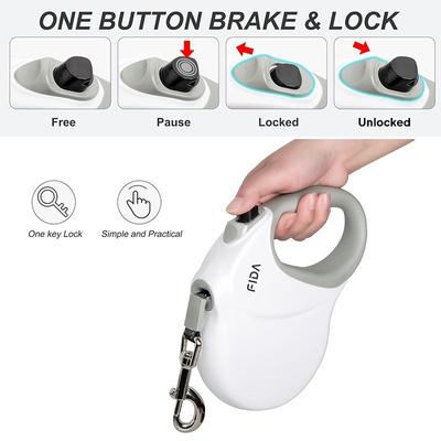 Show full view: FIDA FD9313A-8M Retractable Dog Leash, Large: 26-ft long, White slide 2 of 7