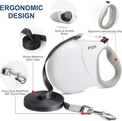 Show full view: FIDA FD9313A-8M Retractable Dog Leash, Large: 26-ft long, White slide 3 of 7