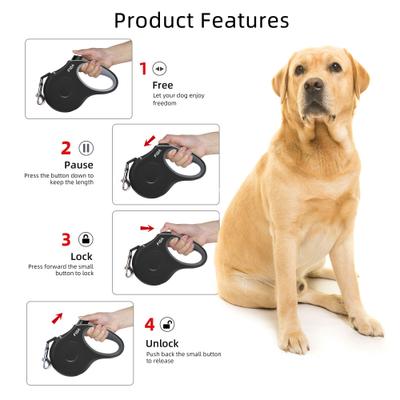 Show full view: FIDA JFA Retractable Dog Leash, Black, Large: 16-ft long slide 4 of 7