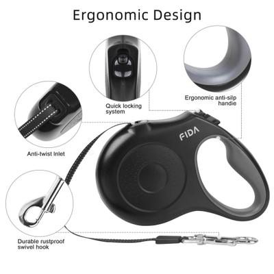 Show full view: FIDA JFA Retractable Dog Leash, Black, Medium: 16-ft long slide 2 of 8