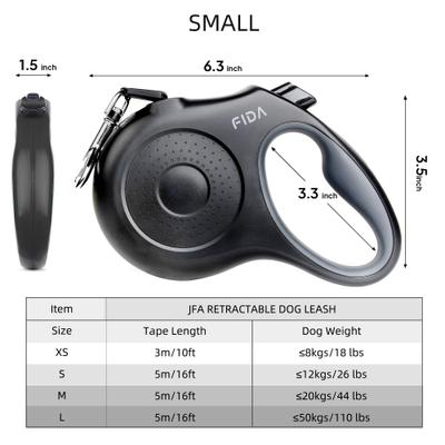 Show full view: FIDA JFA Retractable Dog Leash, Black, Small: 16-ft long slide 5 of 8