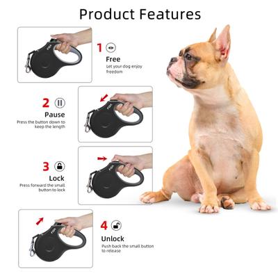 Show full view: FIDA JFA Retractable Dog Leash, Black, Small: 16-ft long slide 4 of 8