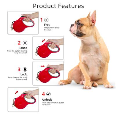 Show full view: FIDA JFA Retractable Dog Leash, Red, Small: 16-ft long slide 4 of 6