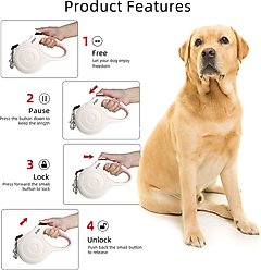 FIDA JFA Retractable Dog Leash, White, Medium: 16-ft long slide 2 of 6
