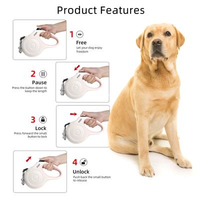 Show full view: FIDA JFA Retractable Dog Leash, White, Medium: 16-ft long slide 5 of 7