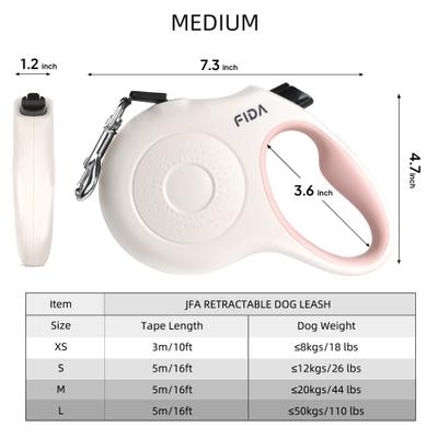 Show full view: FIDA JFA Retractable Dog Leash, White, Medium: 16-ft long slide 6 of 7