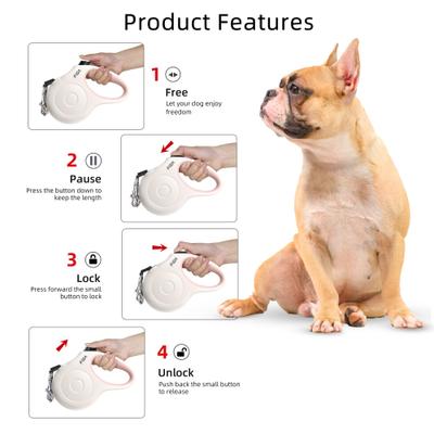 Show full view: FIDA JFA Retractable Dog Leash, White, Small: 16-ft long slide 5 of 8